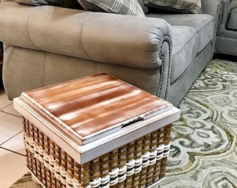 Cottage Grey Ottoman basket