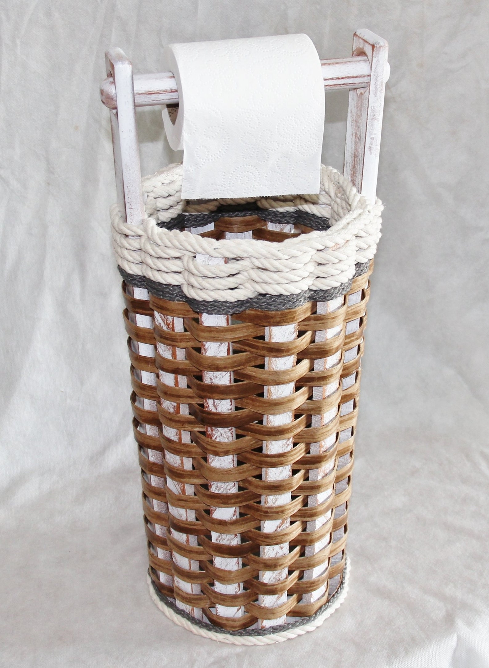 Cottage Grey Toilet Paper Basket w/dowel Etsy