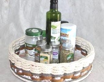 Cottage Grey 13” Lazy susan basket