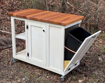 Farmhouse Kitchen island in Shaker with butcher  block top  21x44