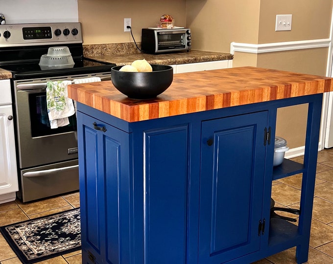 Rolling Butcher Block Top Island With Bar Seating jason Model Etsy