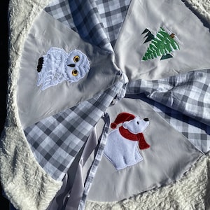 Gray and Ivory Buffalo Check Farmhouse Christmas Tree Skirt