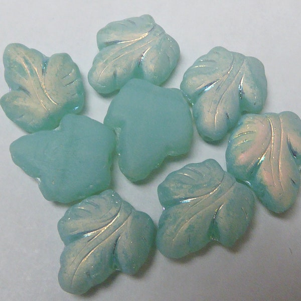 6 Acanthus Leaf Aqua Beads