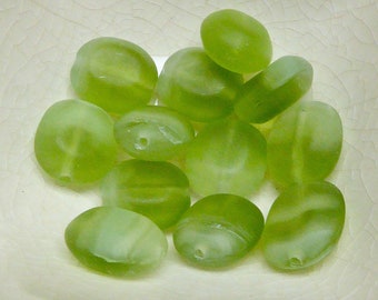 10 Matte Czech Glass Pebble Beads