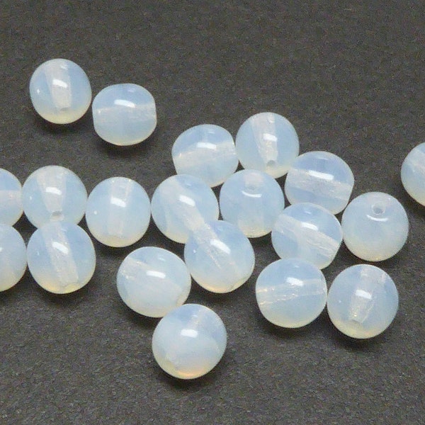 30 Opaline White Czech Glass 6mm Beads