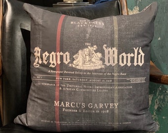 Marcus Garvey Negro World Newspaper Black Pillow