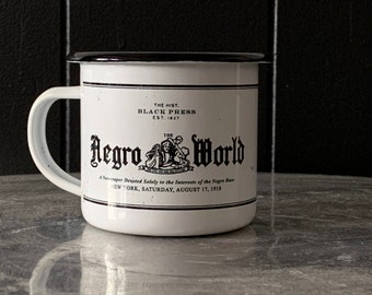 "Marcus Garvey The Negro World Newspaper doppelseitige Tasse, Schwarze Geschichte, Harlem, ""Schwarzer Journalismus"", Schwarzer Aktivist, in Schwarzbesitz."