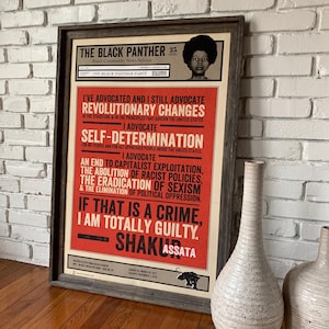 Black Panther Party Newspaper Poster / Assata Shakur,  African American culture, wall print, Black history, Black women, Black activist