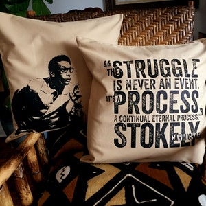 Stokely Carmichael Pillow, WHITE, GRAY, & BEIGE , 20 x 20, double-sided image 4