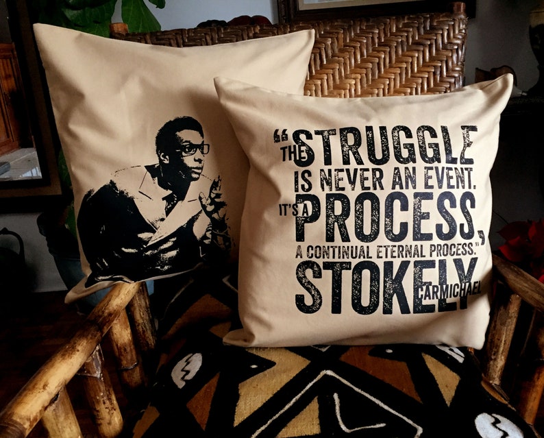 Stokely Carmichael Pillow, WHITE, GRAY, & BEIGE , 20 x 20, double-sided image 4