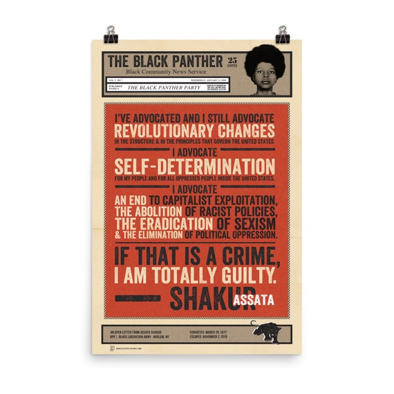 Black Panther Party Newspaper Poster / Assata Shakur, African