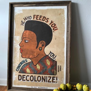 Decolonize! Barber Sign Poster feat. Thomas Sankara quote Wall Art, Black History, Black-owned, African, Burkina Faso, Black activist