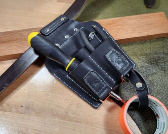 Bolsa de herramientas de cuero negro para motocicleta