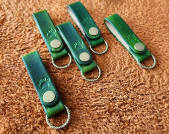 Forest Green Leather Loop Keychain