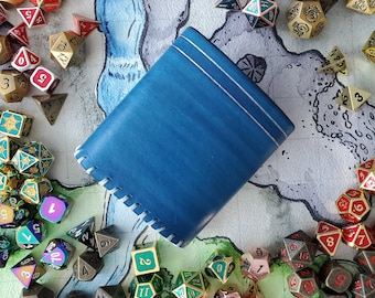 Royal Blue Leather Dice Cup