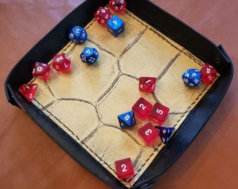 Black and Green Dice Leather Tray