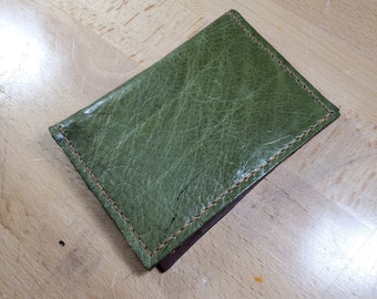 Green Leather Field Notes and Passport Cover with Brown Pockets