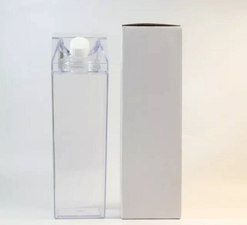 Acrylic Clear Plastic Milk Carton Water Bottle Customizable | Etsy
