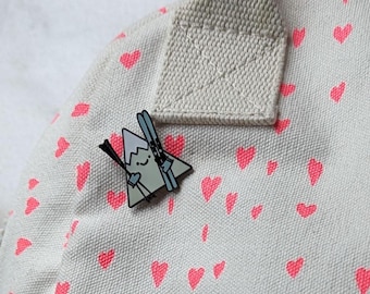Mountain with Skis Enamel Pin