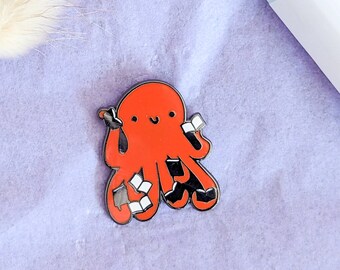 Octopus and Books Enamel Pin