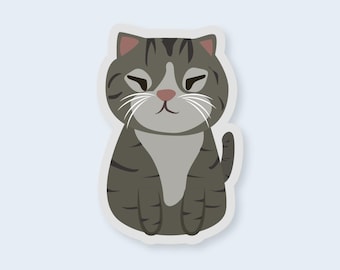 Squinty Grey Cat Vinyl Sticker