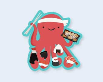 Octopus Making Sushi Vinyl Sticker