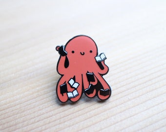 Octopus and Books Enamel Pin