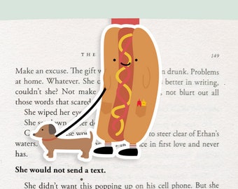 Hotdog and Weiner Dog Magnetic Bookmark (Jumbo)