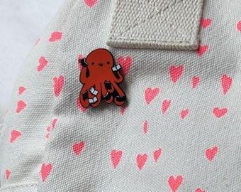 Octopus and Books Enamel Pin
