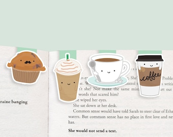 Coffee Set Magnetic Bookmarks (Mini 4 Pack)