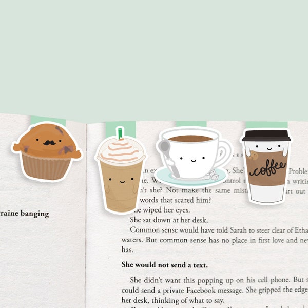 Coffee Set Magnetic Bookmarks (Mini 4 Pack)