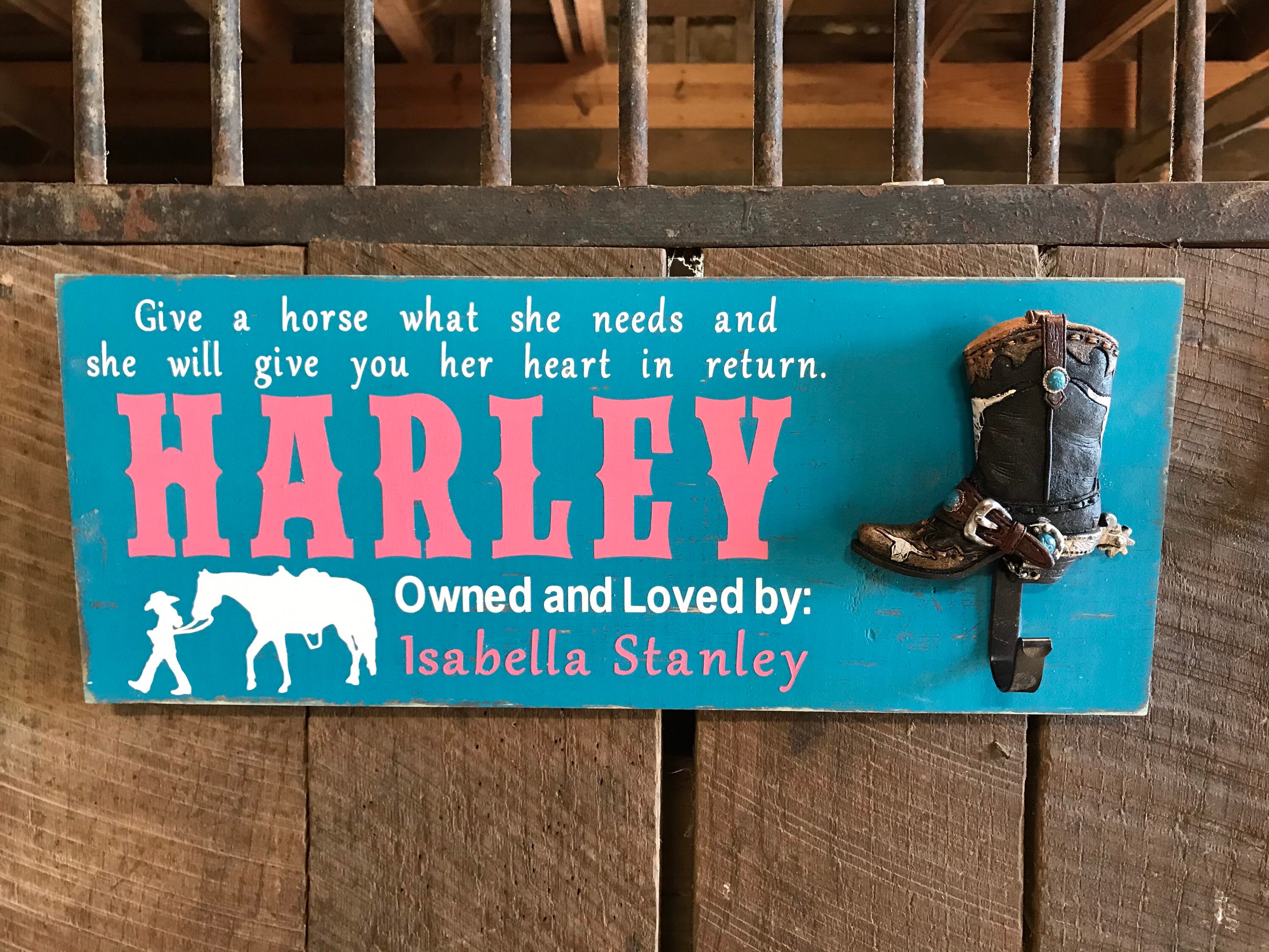 UPGRADED Personalized Horse Stall Sign // Wooden Barn Sign Etsy