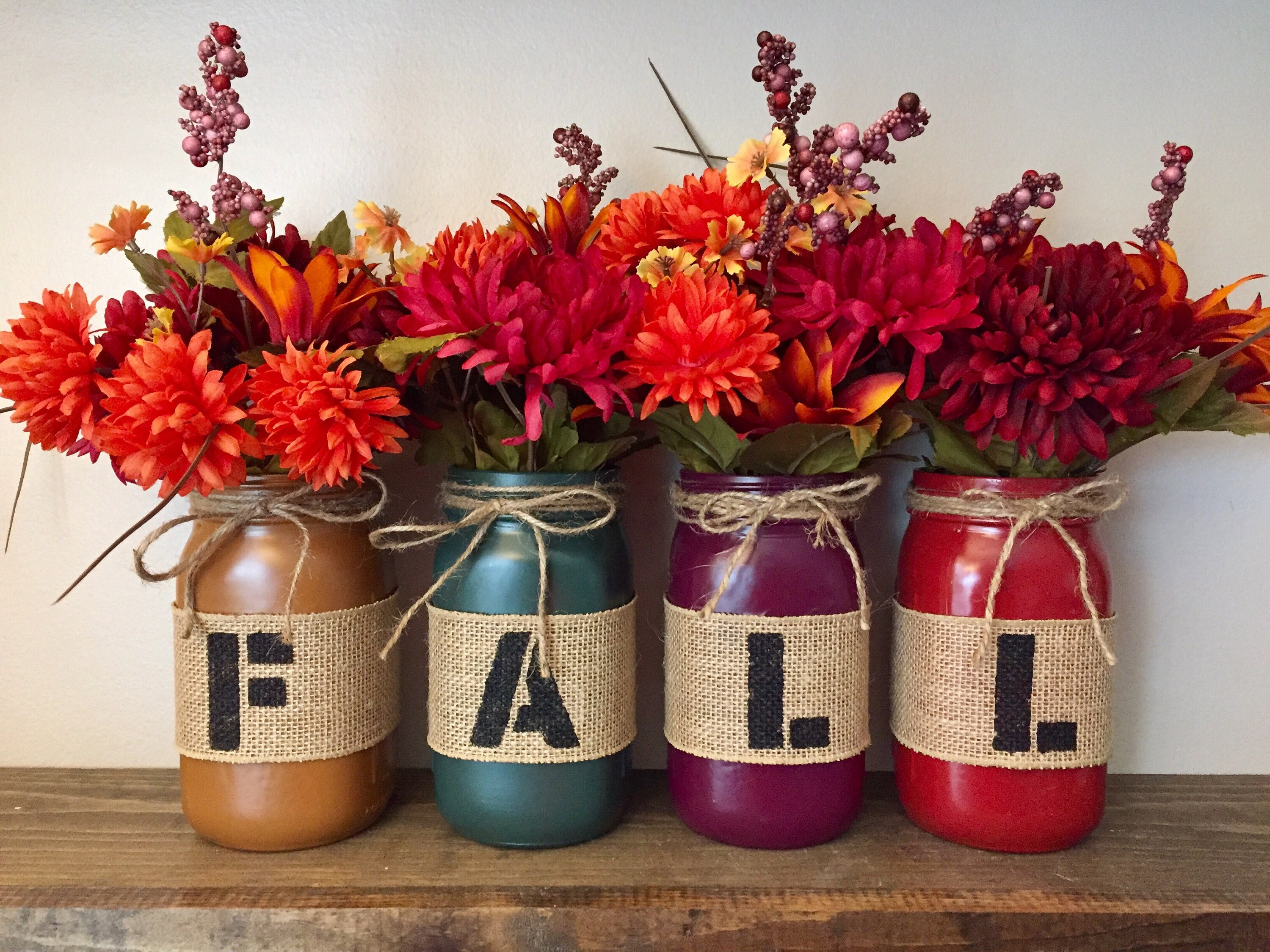 Fall Mason Jar Vases // Autumn Colors // Thanksgiving Home | Etsy