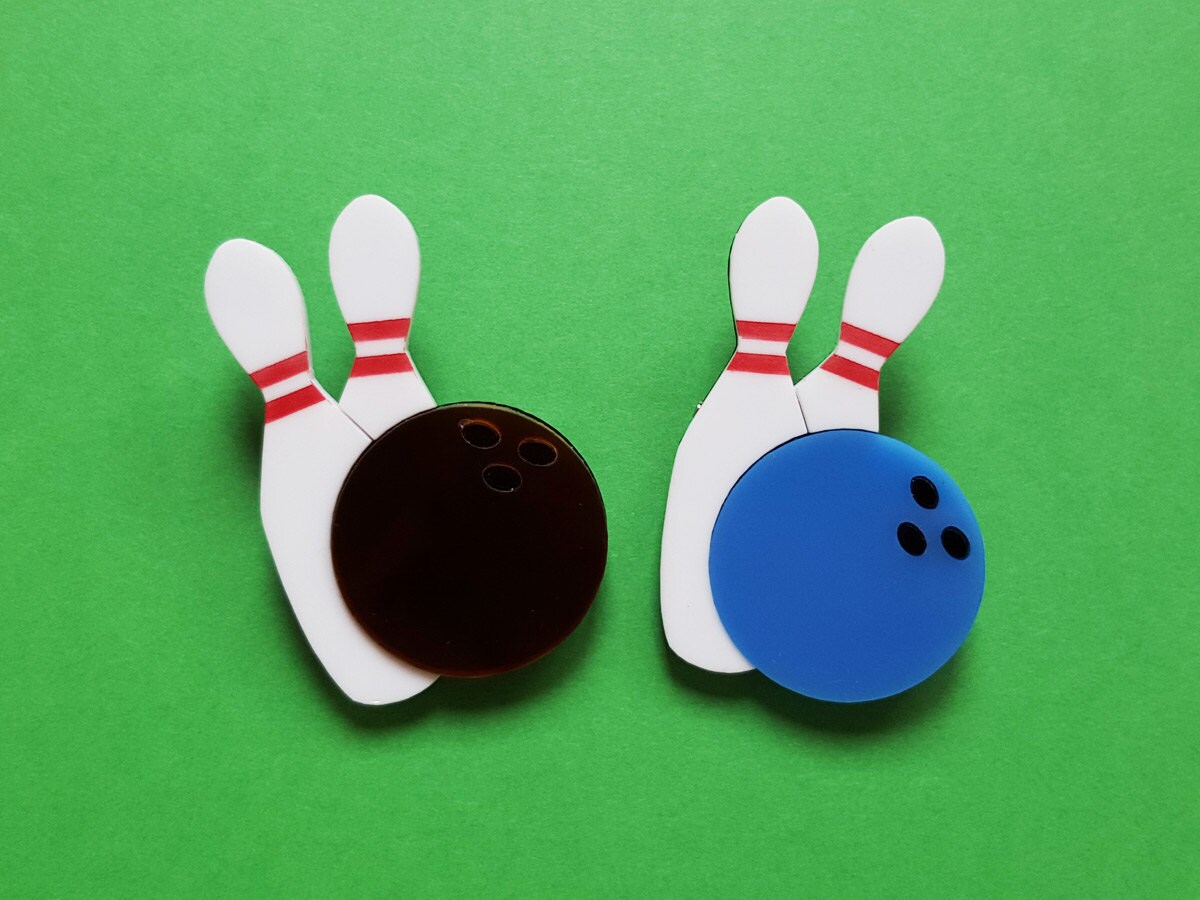 Lucky Strike Bowling Pin and Ball Brooch Etsy