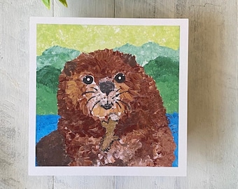 Beaver Art Beaver Print Beaver gift Gift for beaver lover Nature Art Wildlife Print Small Print Cute Animal Print Woodland Animal Art