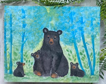Watercolor Black Bear Art Print: Calming Woodland Decor