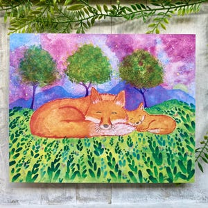 Watercolor Fox Art Print Baby Fox Woodland Art Print Fox Lover Wildlife Art Calming Art Whimsical Art Cute Fox Art Fox Wall Decor Woodland