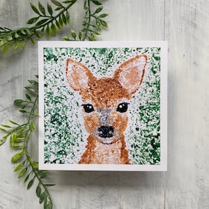 Baby Deer Art Print: Woodland Animal Illustration, 5x5 Unframed