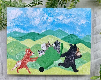 Woodland Animals Art Print: Trash Day, Forest Friends