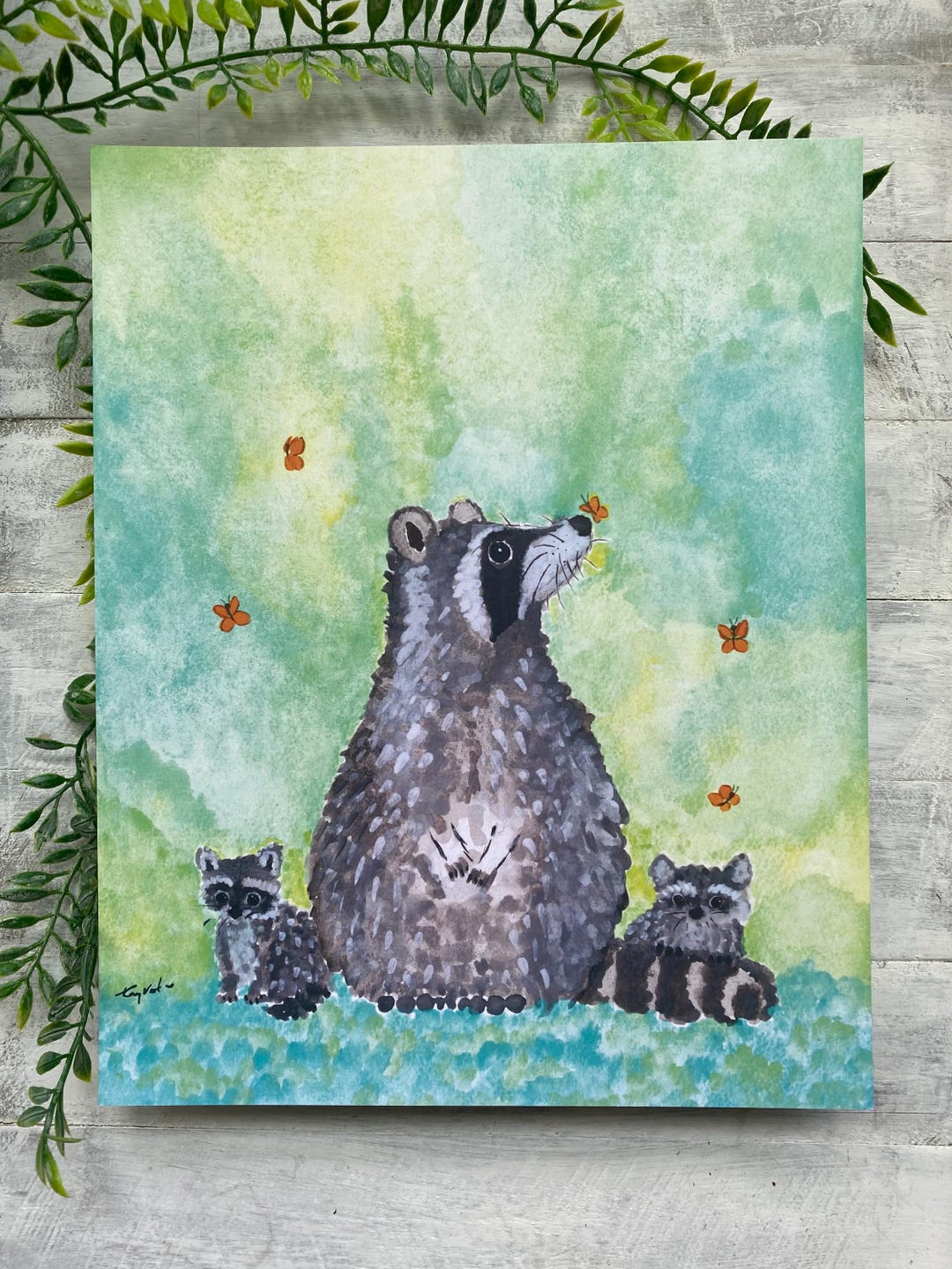 Watercolor Raccoon Art Print Cute Raccoon Art Woodland Art Print ...