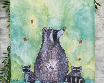Watercolor Raccoon Art Print: Calming Woodland Wildlife Illustration