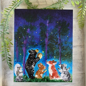 Woodland Animals Firefly Art Woodland animal Art Forest friends Forest Animal Art Nursery Art Print Woodland Art Print Firefly Art Unframed