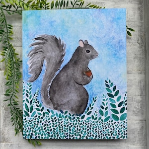 Watercolor Squirrel Art Print Cute Squirrel Art Squirrel Print Woodland Art Print Squirrel Lover Wildlife Art Print Squirrel Calming Art