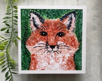 Fox Art Print: Cheeky Smile, Woodland Animal, 5x5 Small Print