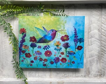 Hummingbird Watercolor Art Print: Calming Woodland Wall Decor