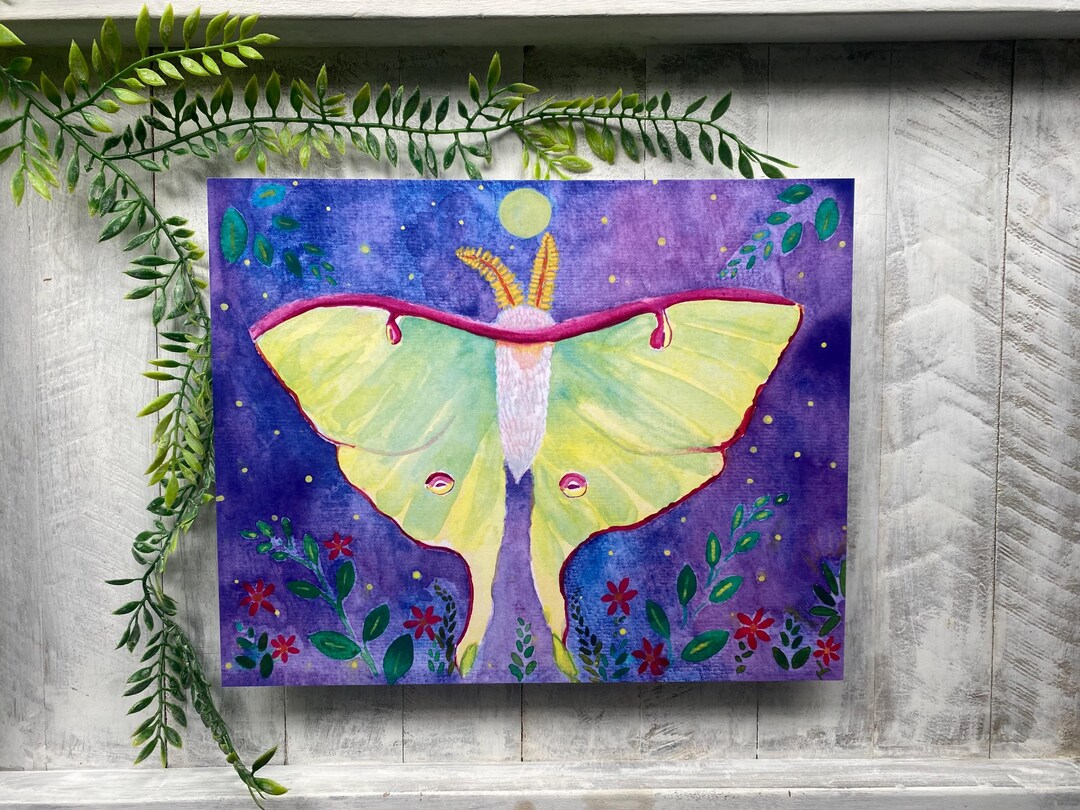 Luna Moth Watercolor Art Print: Calming Woodland Wall Decor - Etsy