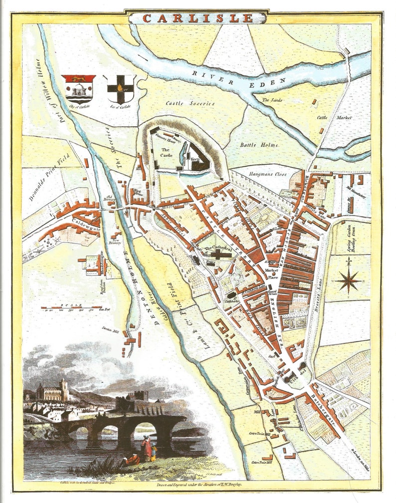 Carlisle Town Plan Map 1994 by G Cole and J Roper Antique Map | Etsy