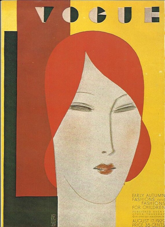 Vogue Magazine Cover 1929 by Benito Fashion Illustration Vogue | Etsy
