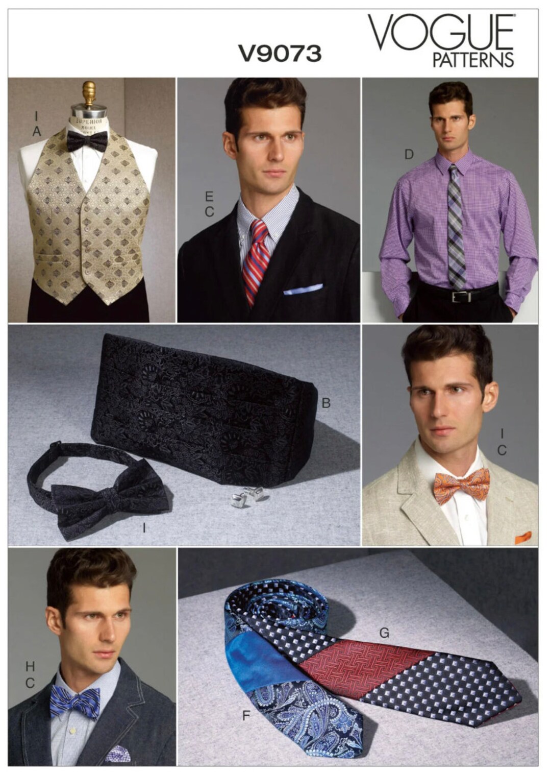 Vogue Sewing Pattern V9073 Vest Cummerbund Necktie Bowtie Etsy