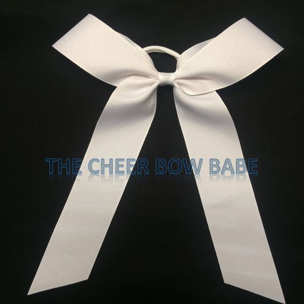 White Cheer Bow with Long Tails Personalized Dance Soccer Softball Volleyball Hair Bows Gift for Birthday Graduation Best Friend Cheerleader